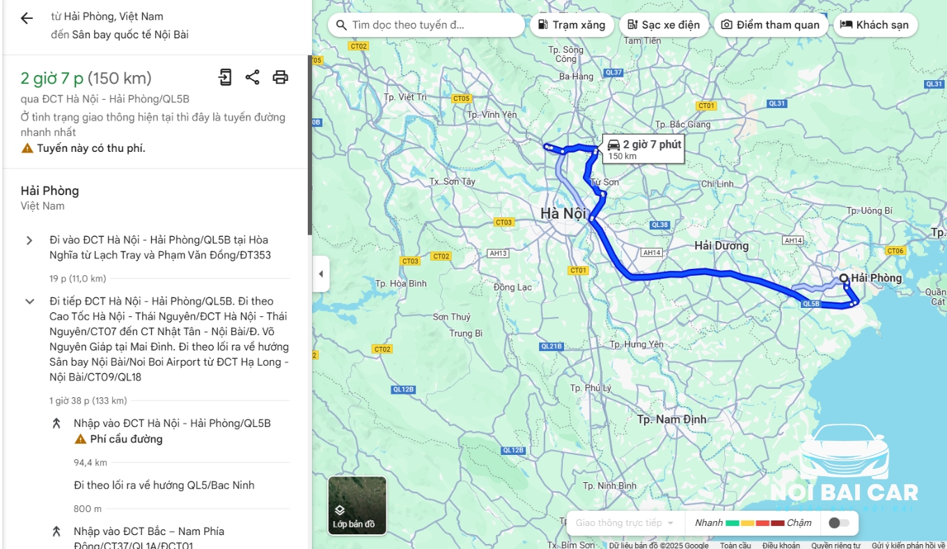 xe hải phòng - nội bài