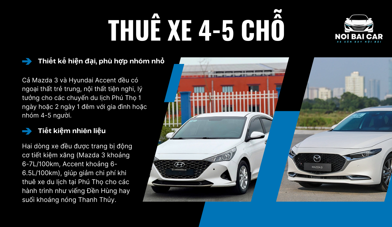 Thuê Xe Du Lịch Phú Thọ 4-5 Chỗ