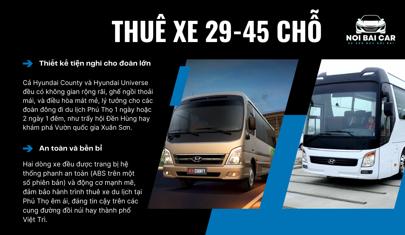 Thuê Xe Du Lịch Phú Thọ 29-45 Chỗ