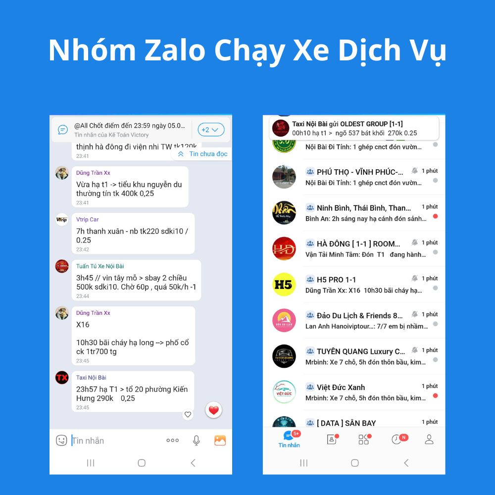 Nhóm Zalo Chạy Xe Dịch Vụ