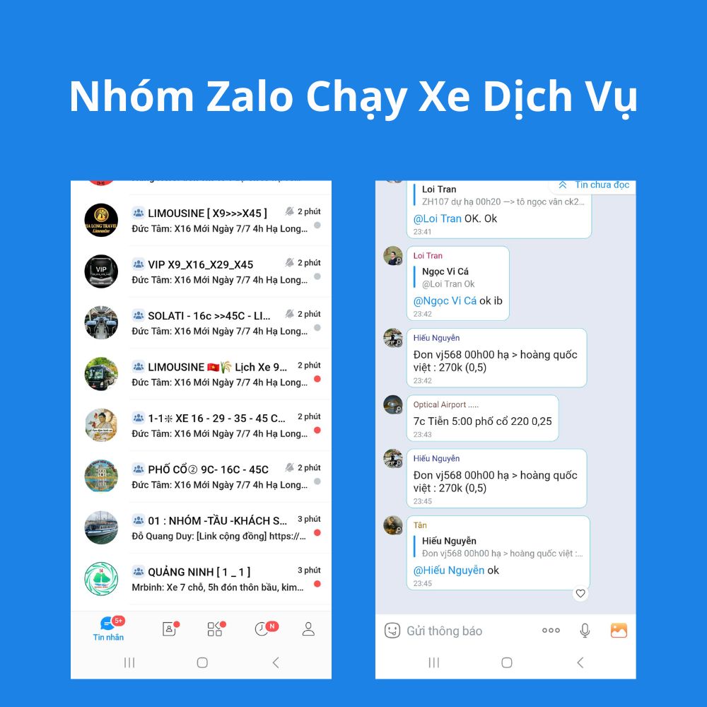 1 Số Nhóm Zalo Chạy Xe Dịch Vụ